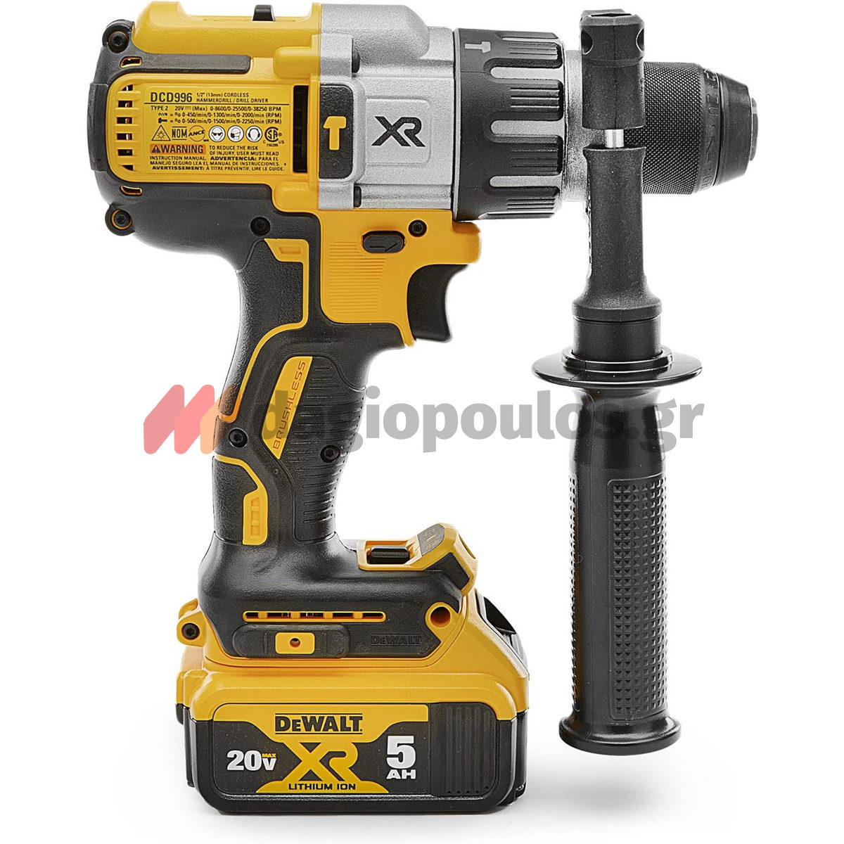 DeWalt DCD996P2 Brushless Κρουστικό Δραπανοκατσάβιδο Μπαταρίας 18V Li-Ion Με 2 Μπαταρίες 5.0Ah & Βαλίτσα T-Stak