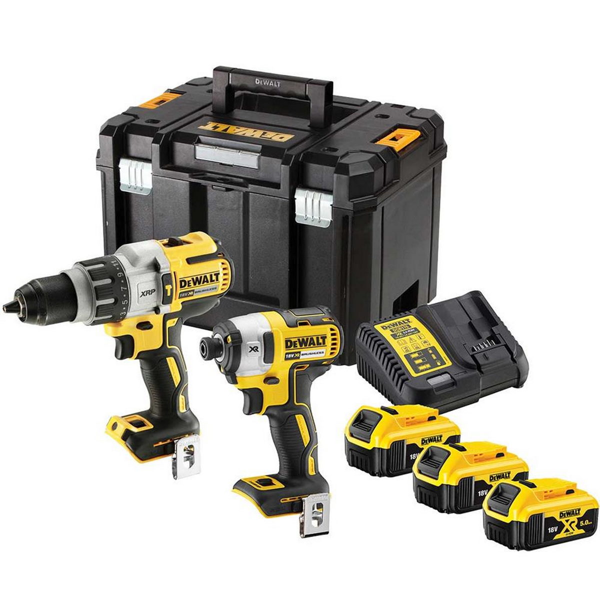 DeWalt DCK276P3T-QW Brushless Συλλογή Δραπανοκατσάβιδο & Παλμικό Κατσαβίδι Μπαταρίας 18V Li-Ion Με 3 Μπαταρίες 5.0Ah & Βαλίτσα T-Stak