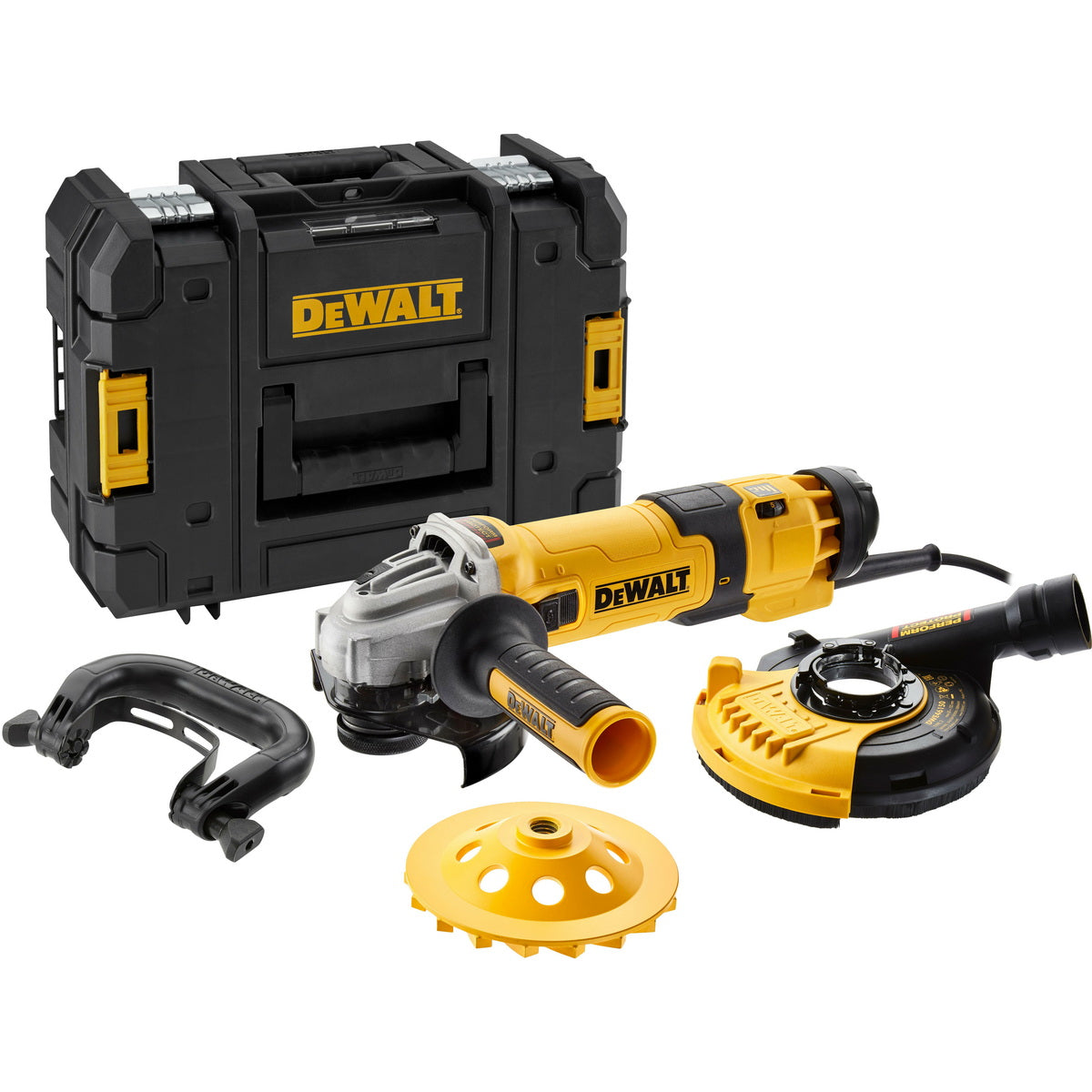 Dewalt DWE4257KT-QS Ηλεκτρικός Γωνιακός Τροχός 1500W 125mm Ρυθμιζόμενος Me Θόλο λείανσης - Βαλίτσα