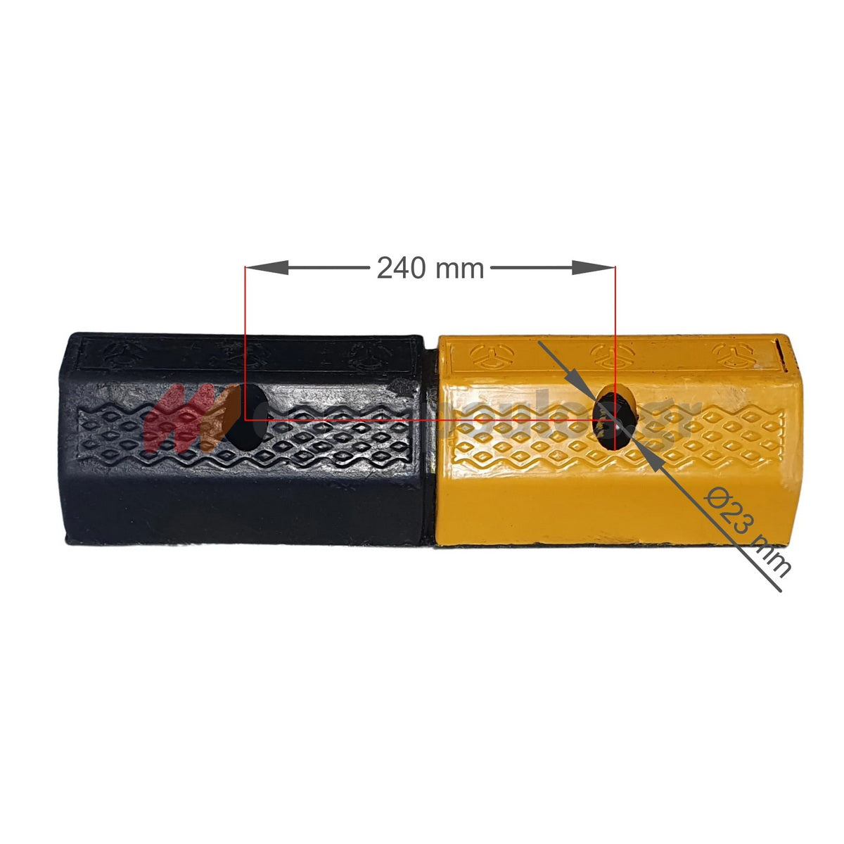 Στοπ Τροχού Μονό Απλό Οικονομικό 500mm x 160mm x 100mm ΜΑΥΡΟ/ΚΙΤΡΙΝΟ