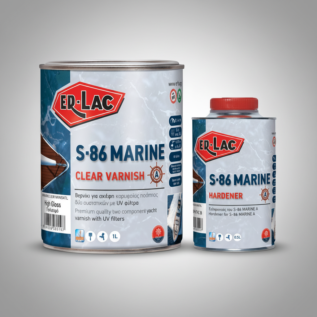 Erlac S-86 Marine VARNISH Βερνίκι Πολυουρεθάνης Υψηλών Αντοχών 2 Συστατικών Για Σκάφη ΣΑΤΙΝΕ