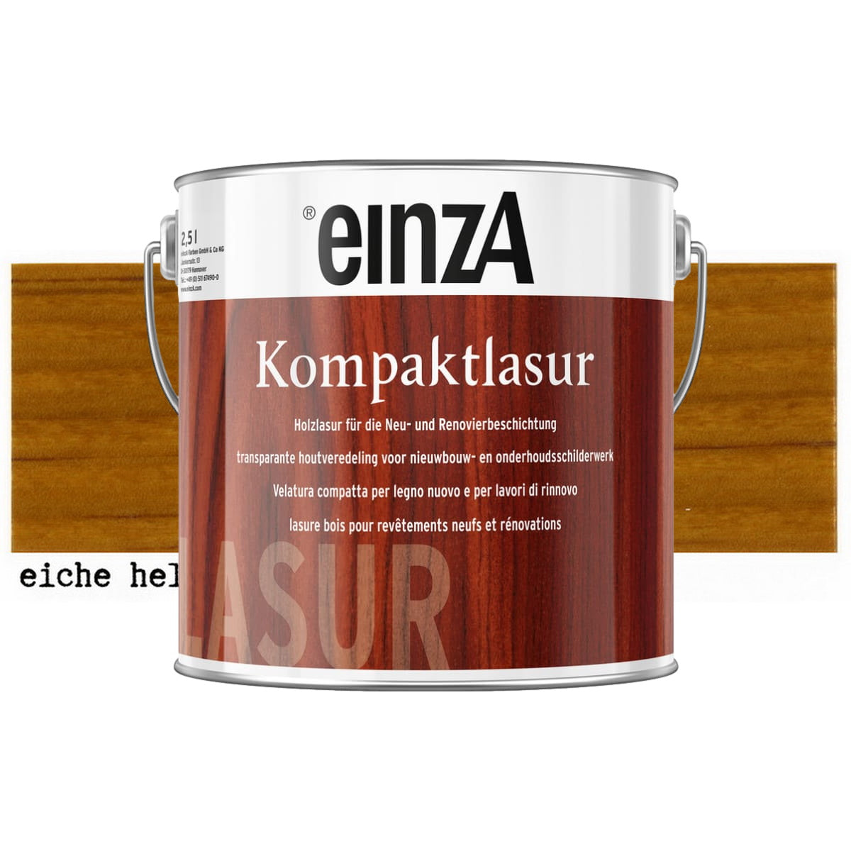 einzA Kompaktlasur Βερνίκι Εμποτισμού Προστασίας Ξύλου Διαλύτου ΔΡΥΣ ΑΝΟΙΚΤΗ (EICHE HELL)