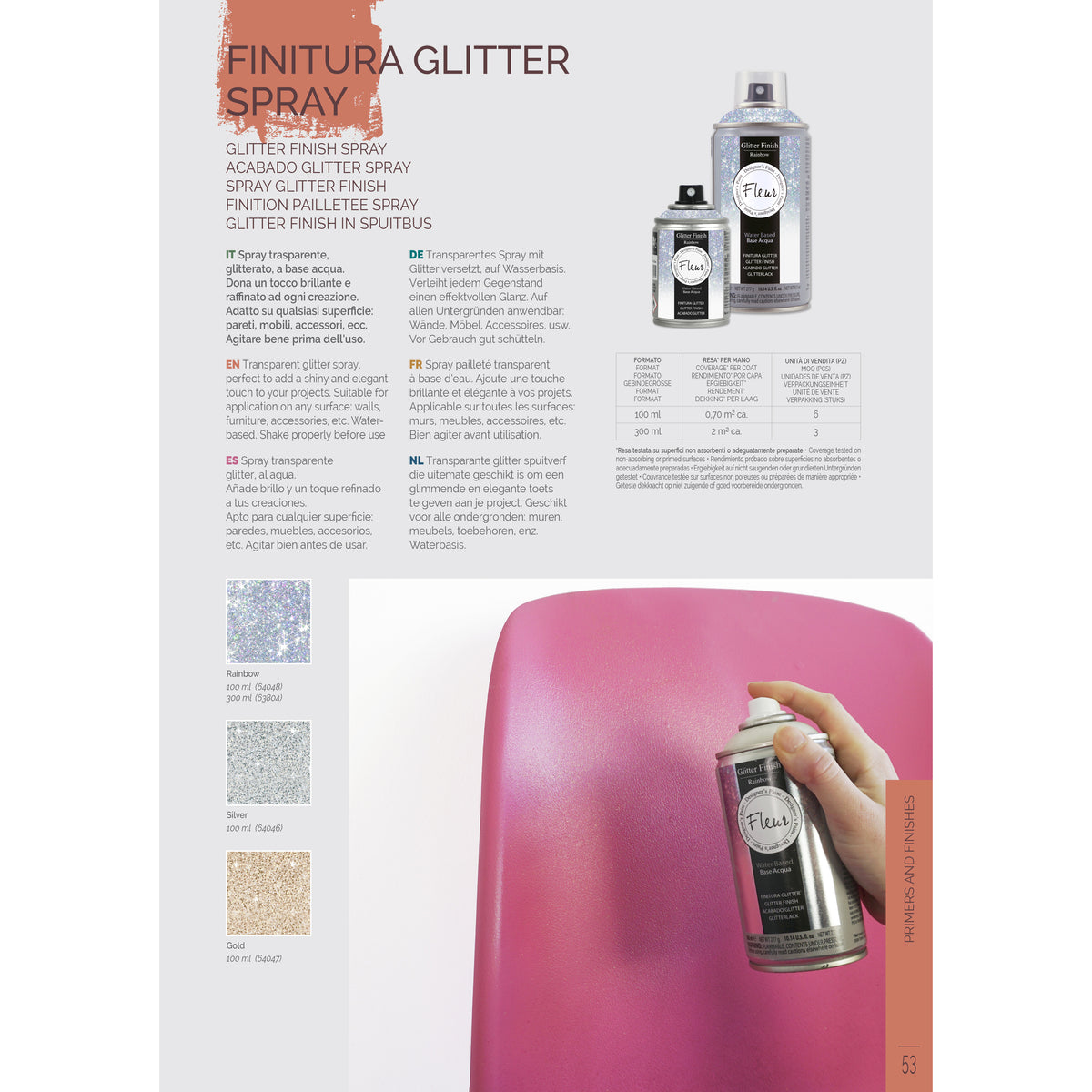 Fleur Glitter Finish Spray Διαφανές Γυαλιστερό Γκλίττερ (Στρας) Σε Σπρέι RAINBOW (ΠΟΛΥΧΡΩΜΟ)