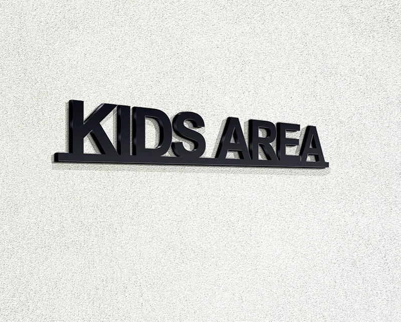 Πινακίδα Σήμανσης PVC "KIDS AREA" Ξενοδοχείων 315mm x 50mm Μαύρη
