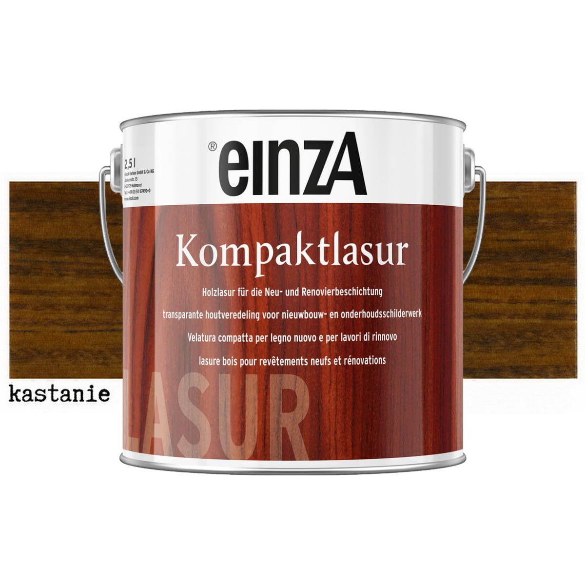 einzA Aqua-Kompaktlasur Βερνίκι Εμποτισμού Προστασίας Ξύλου Νερού ΚΑΣΤΑΝΙΑ (KASTANIE)