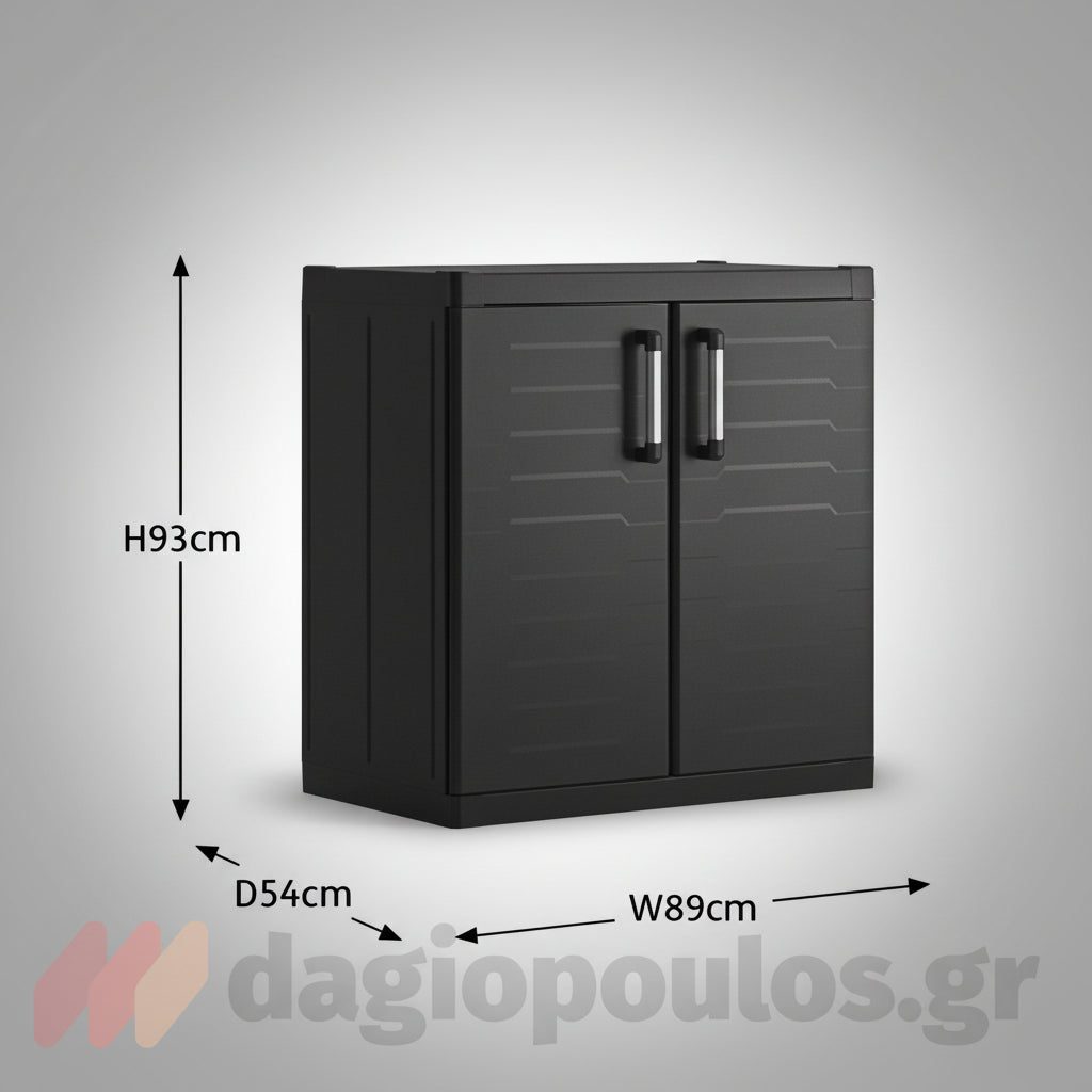 Keter Detroit Base XL Ντουλάπα Δίφυλλη Χαμηλή Με 2 Ράφια Μαύρη