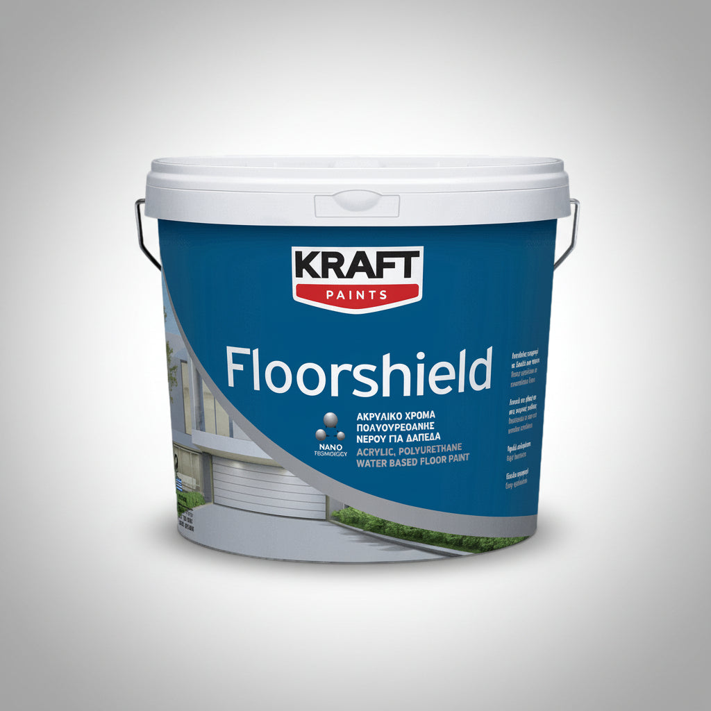 Kraft Floor Shield Χρώμα Ακρυλικής Πολυουρεθάνης Νερού Για Δάπεδα ΓΚΡΙ RAL7040