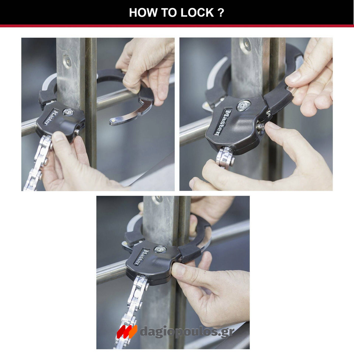 Master Lock 8275EURDPROBLK Κλειδαριά Ποδηλάτου Scooter Πατινιού Συρματόσκοινο Χειροπέδα Με Κλειδί 8mm x 100cm
