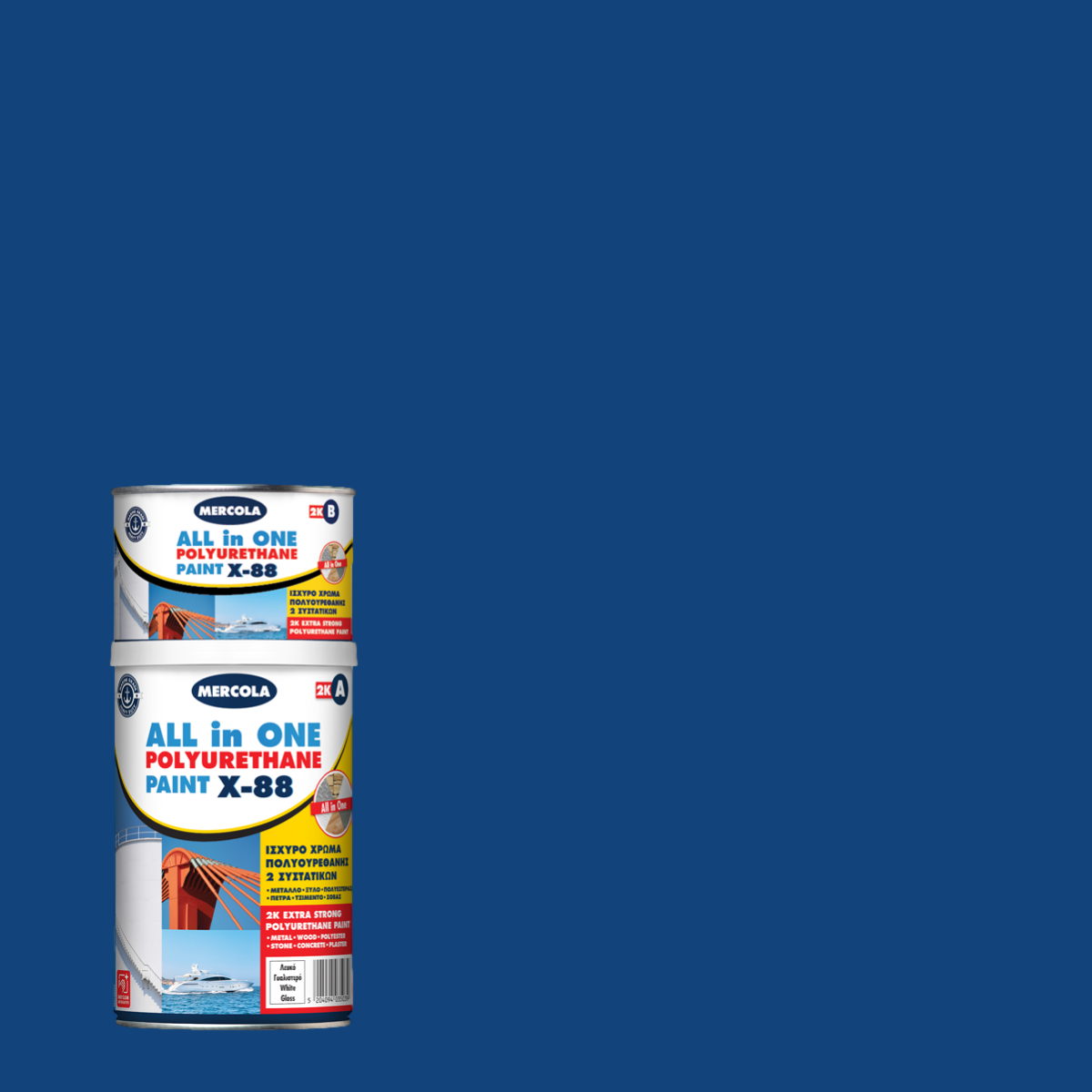 Mercola X-88 2K All In One Ναυτιλιακό Χρώμα Πολυουρεθάνης 2 Συστατ.Υψηλών Αντοχών RAL5010 Γυαλιστερό