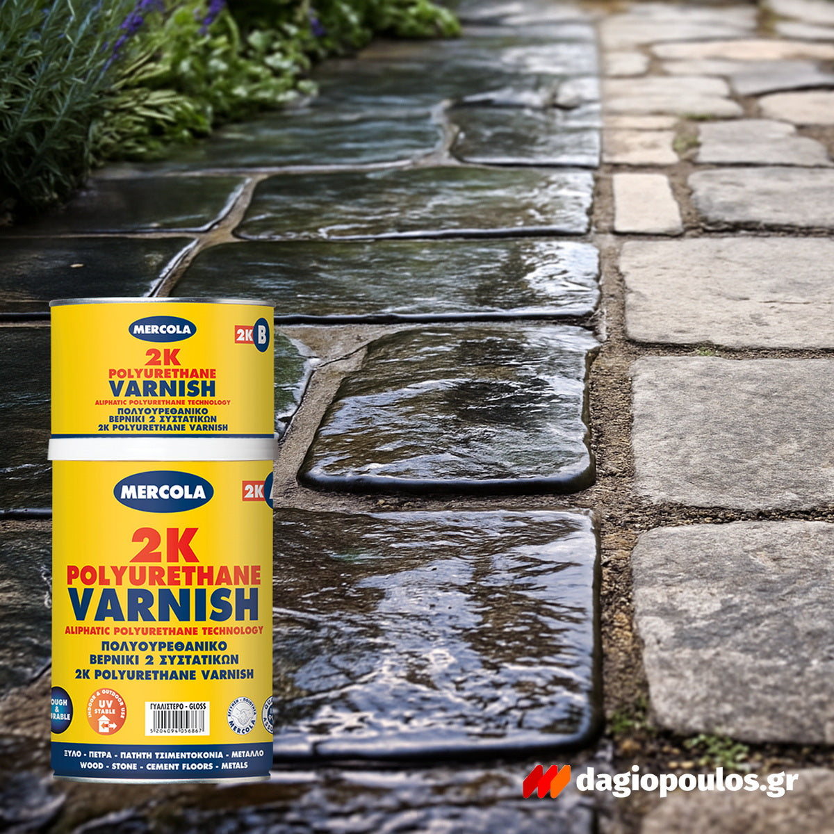 Mercola 2K Polyurethane Varnish Βερνίκι 2 Συστατικών Αλειφατικής Πολυουρεθάνης Διαλύτου Πολλαπλών Εφαρμογών ΣΑΤΙΝΕ