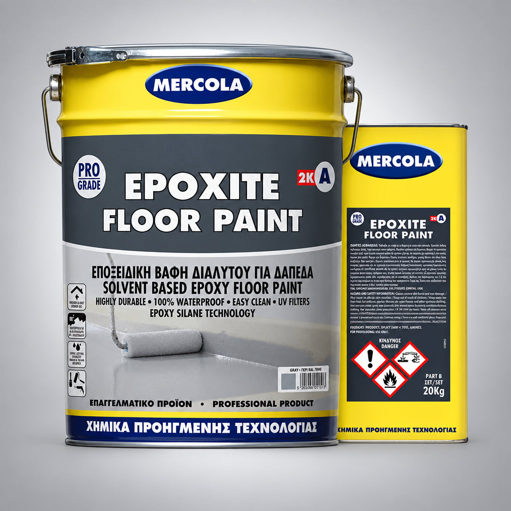 Mercola Epoxite Floor Paint 2K Εποξειδική Βαφή Δαπέδων Υψηλών Αντοχών RAL7035 Γκρι