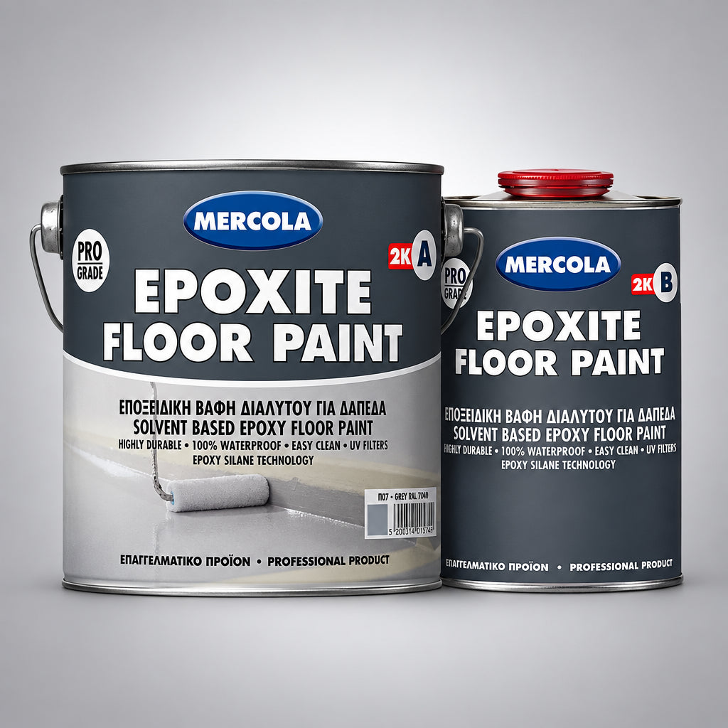 Mercola Epoxite Floor Paint 2K Εποξειδική Βαφή Δαπέδων Υψηλών Αντοχών RAL7035 Γκρι