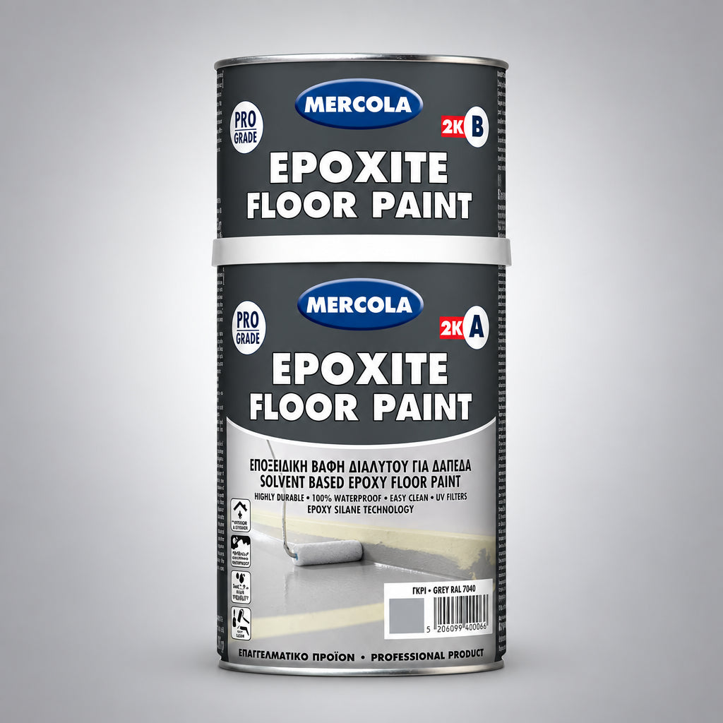 Mercola Epoxite Floor Paint 2K Εποξειδική Βαφή Δαπέδων Υψηλών Αντοχών RAL7035 Γκρι