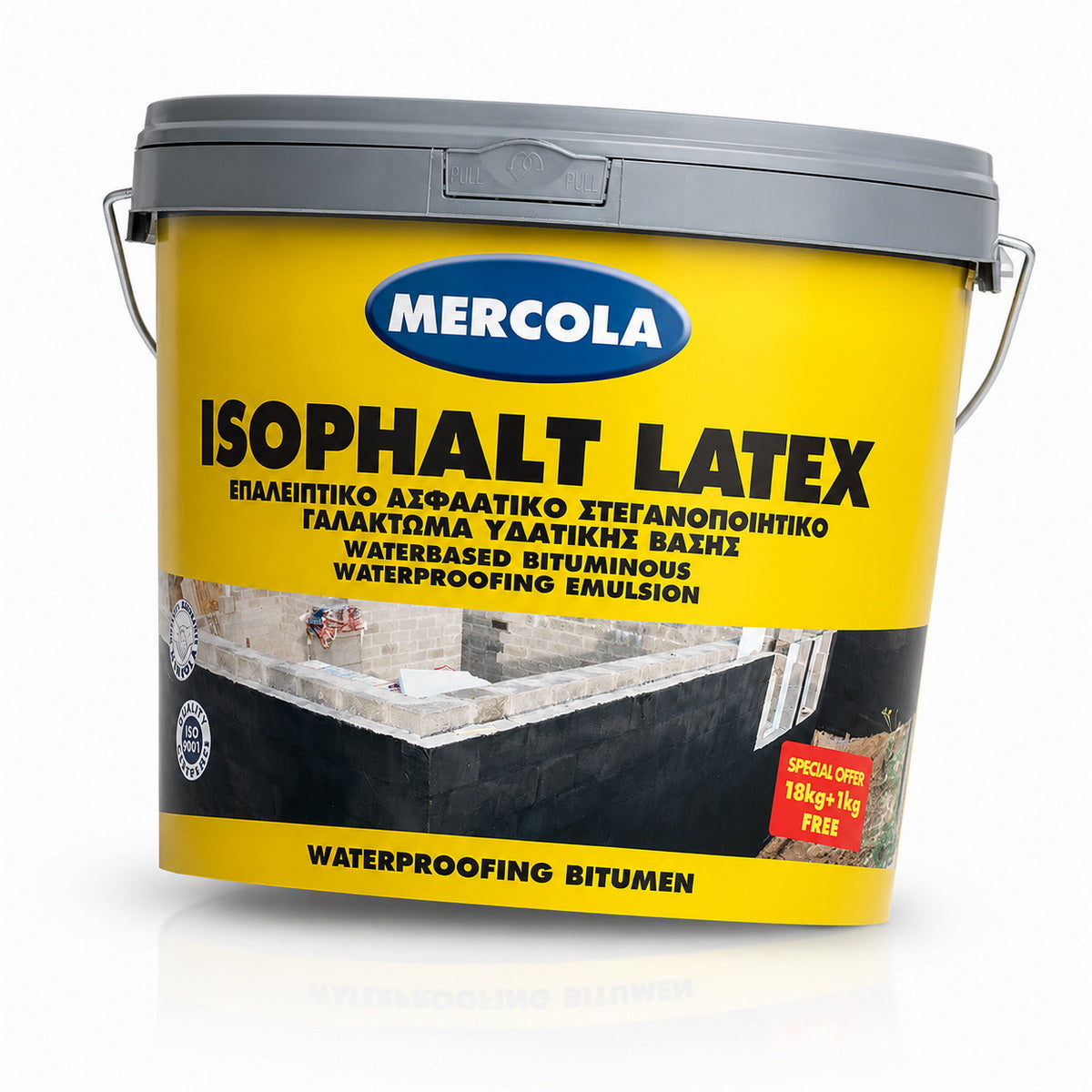 Mercola Isophalt Latex Επαλειφόμενο Ασφαλτικό Στεγανωτικό Γαλάκτωμα Νερού Μαύρο