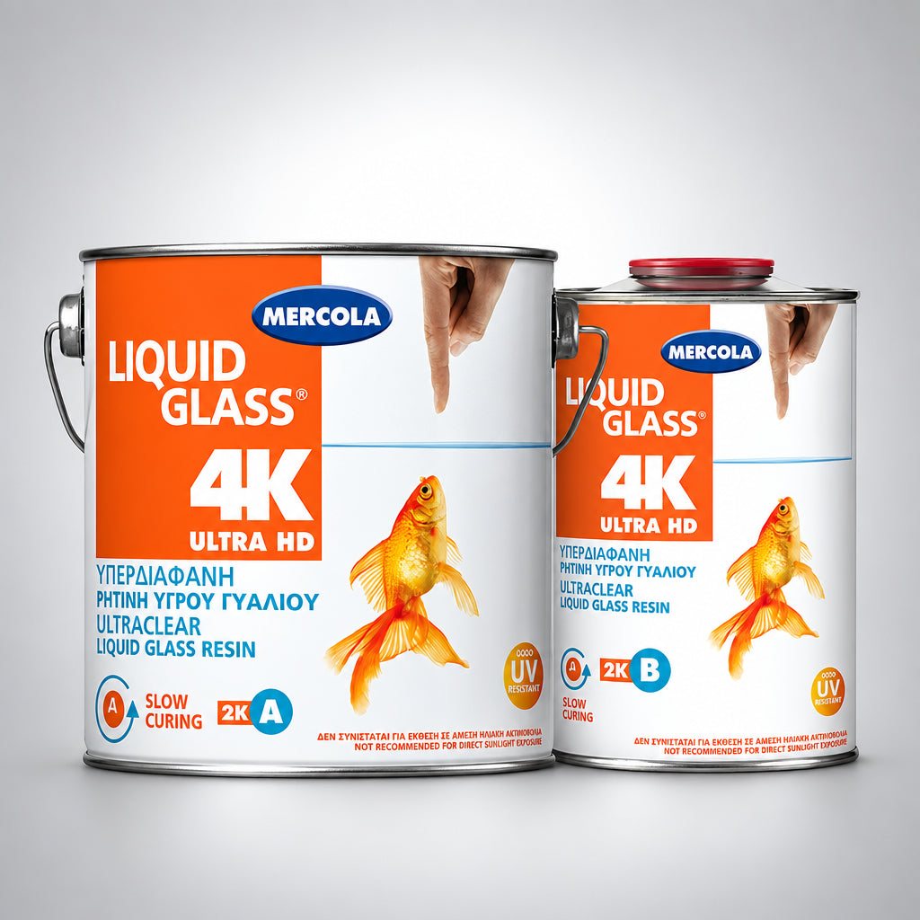 Mercola LIQUID GLASS 4K Διάφανη Εποξειδική Ρητίνη Υγρού Γυαλιού Με Απίστευτη Διαφάνεια και Ευκρίνεια - Αργής Ωρίμανσης