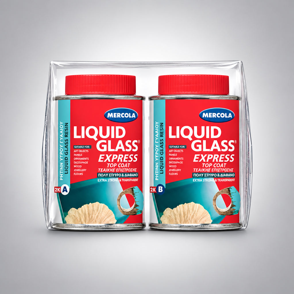 Mercola Liquid Glass Express Διάφανη Εποξειδική Ρητίνη Υγρού Γυαλιού Γρήγορης Ωρίμανσης