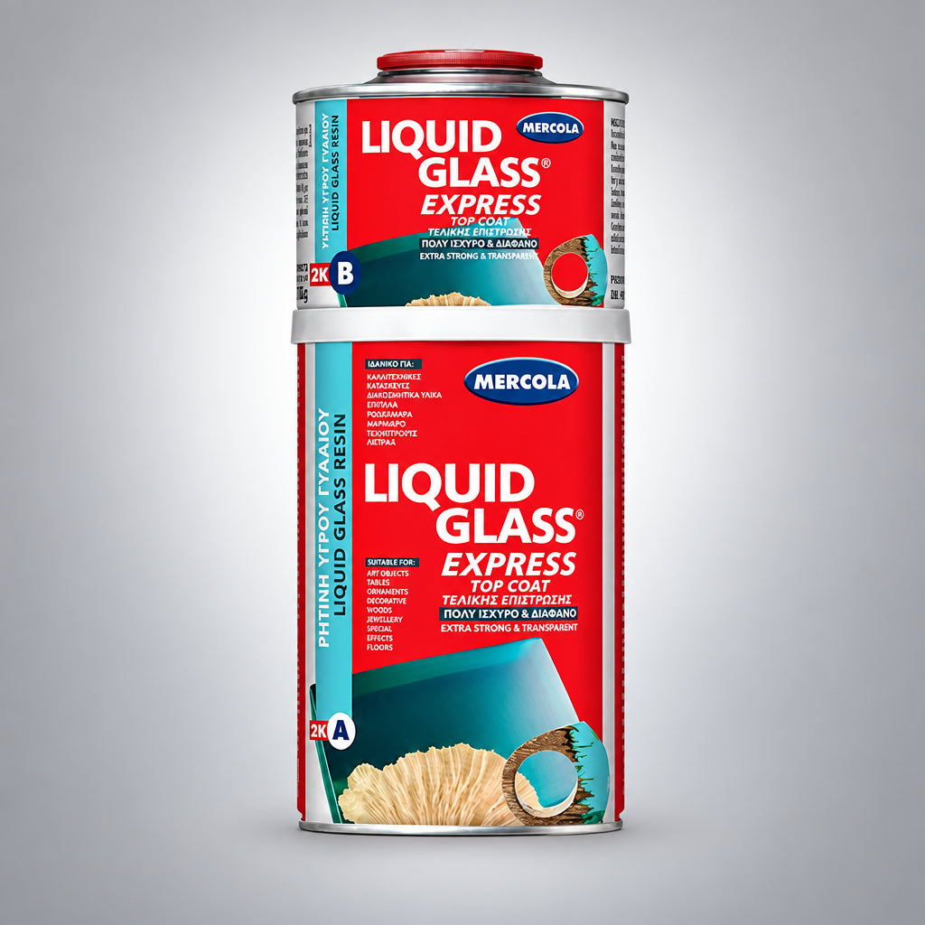Mercola Liquid Glass Express Διάφανη Εποξειδική Ρητίνη Υγρού Γυαλιού Γρήγορης Ωρίμανσης