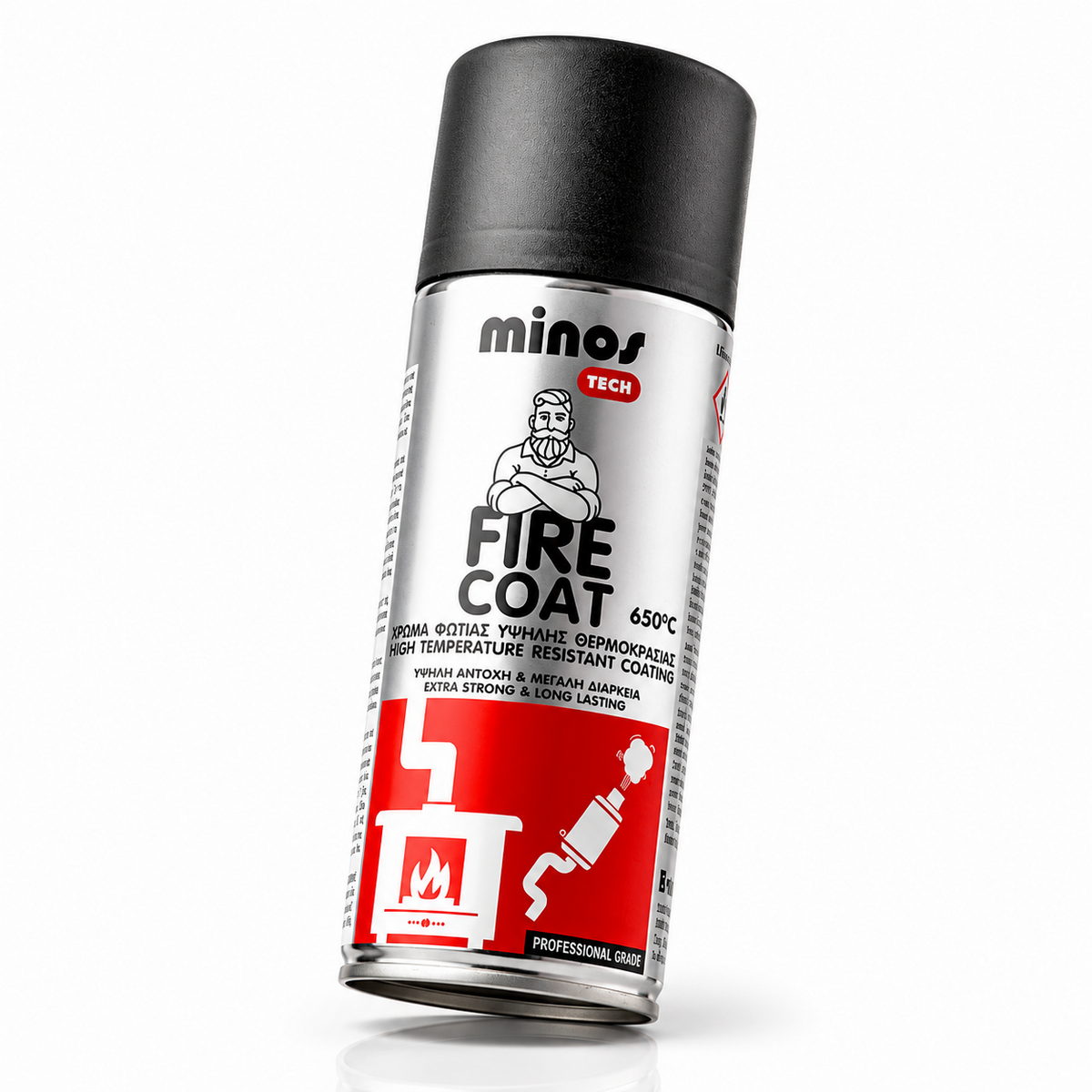 Mercola Minos Fire Coat Spray Ταχυστέγνωτη Βαφή Υψηλής Θερμοκρασίας 650°C ΜΑΥΡΟ