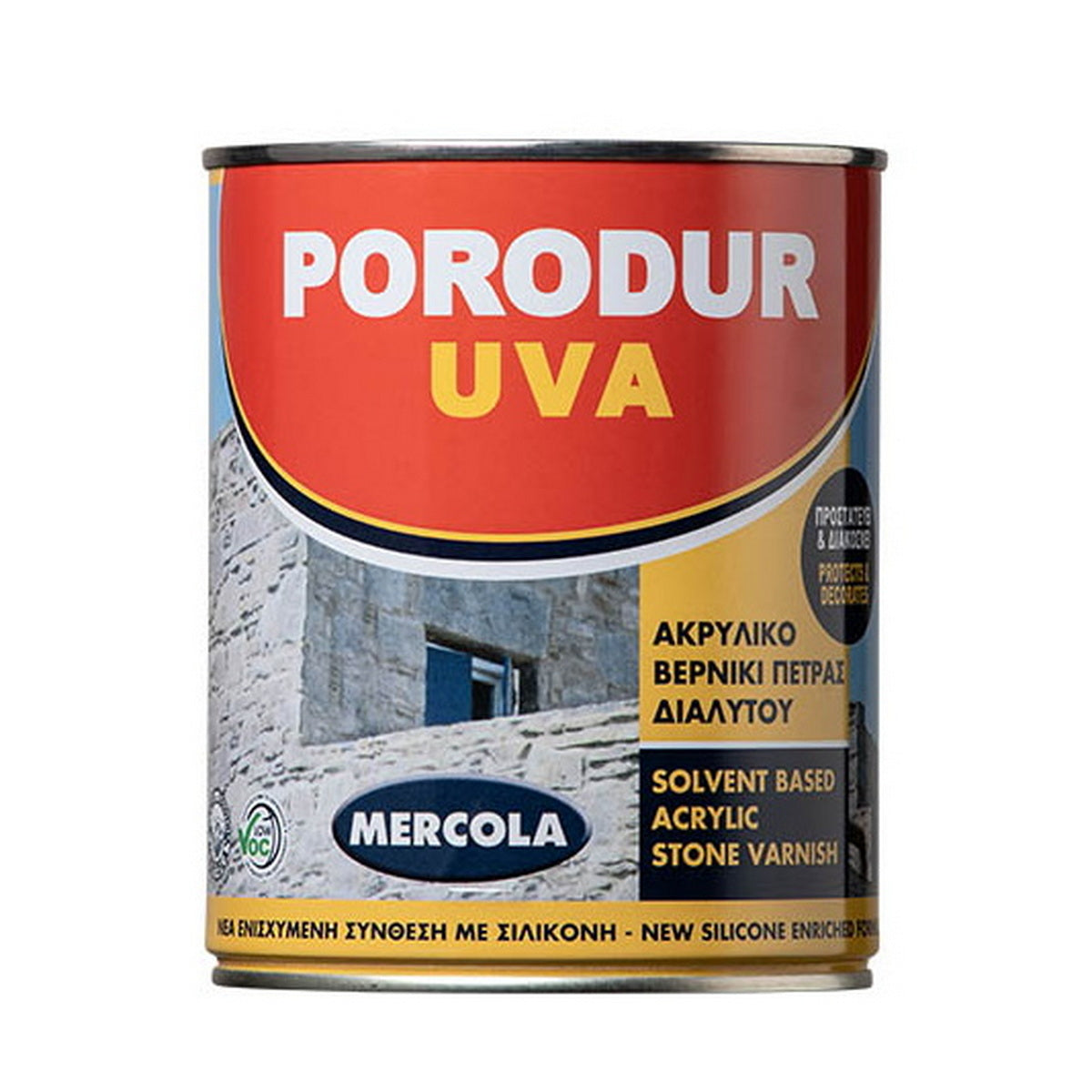 Mercola PORODUR UVA Προστατευτικό Ακρυλικό Διαφανές Βερνίκι Πέτρας ΗΜΙΜΑΤ