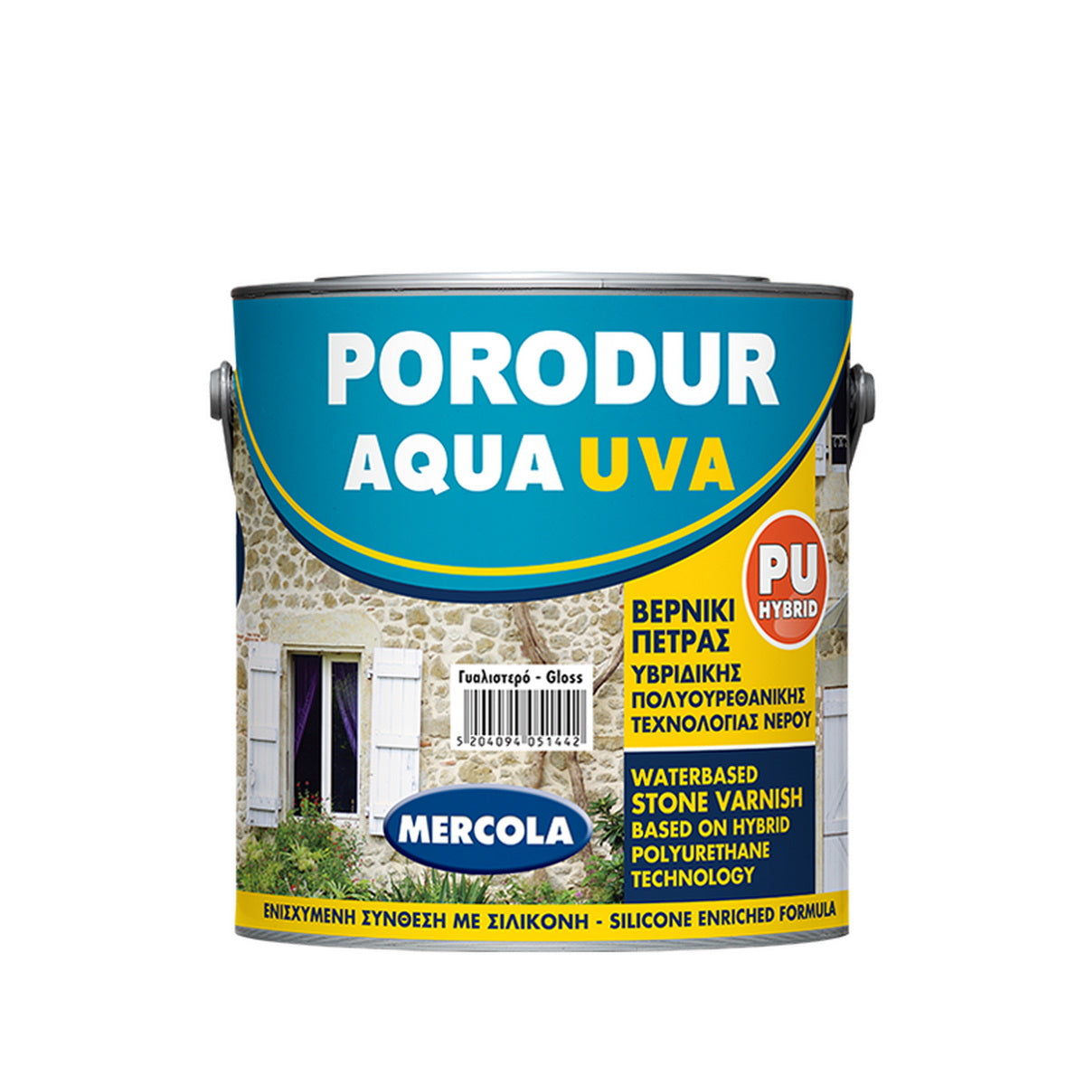 Mercola PORODUR AQUA UVA Προστατευτικό Διαφανές Βερνίκι Νερού Πέτρας ΜΑΤ