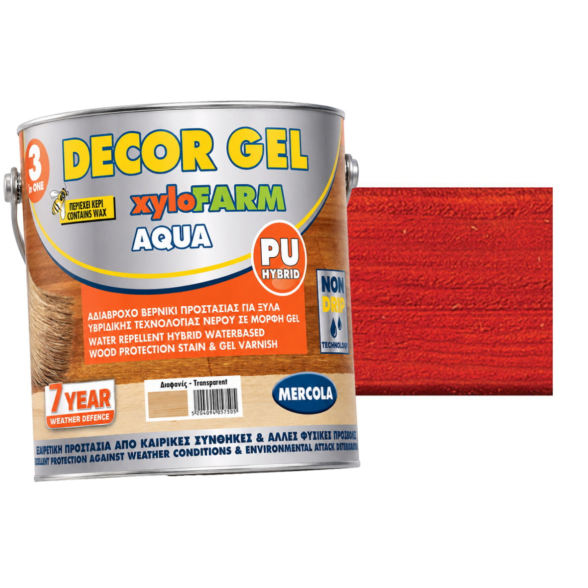 Mercola Xylofarm Aqua Gel Βερνίκι Εμποτισμού Ξύλου Υβριδικής Τεχνολογίας Πολυουρεθάνης Νερού GEL Μαόνι