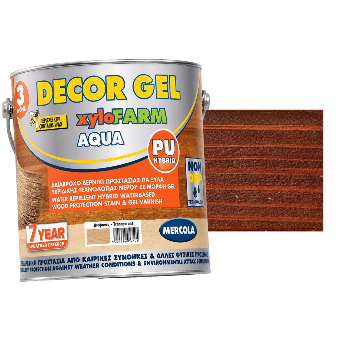Mercola Xylofarm Aqua Gel Βερνίκι Εμποτισμού Ξύλου Υβριδικής Τεχνολογίας Πολυουρεθάνης Νερού TEAK GEL
