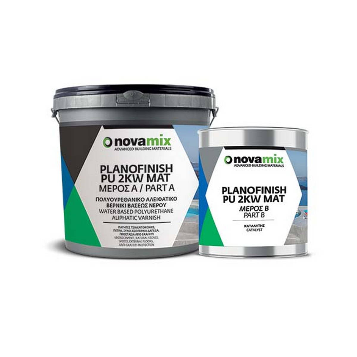 Novamix Planofinish PU 2KW MAT Πολυουρεθανικό Αλειφατικό Βερνίκι Νερού 2 Συστ.ΜΑΤ
