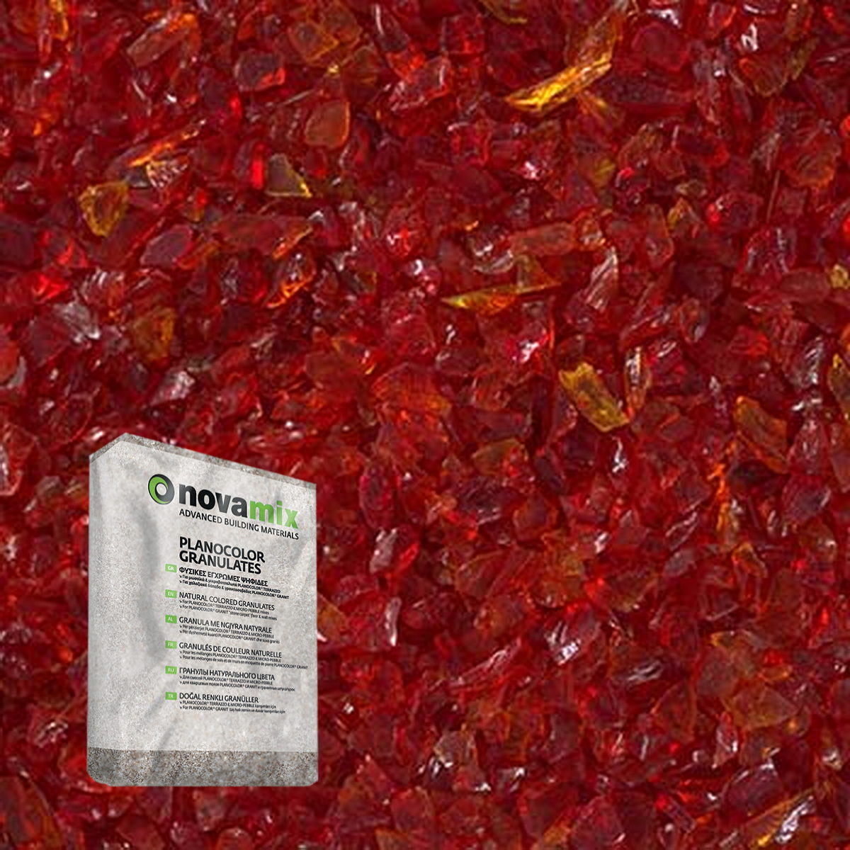 Novamix Planocolor Granulates RC Glass Ψηφίδες Κρυστάλλου 990 FIRE RED 40
