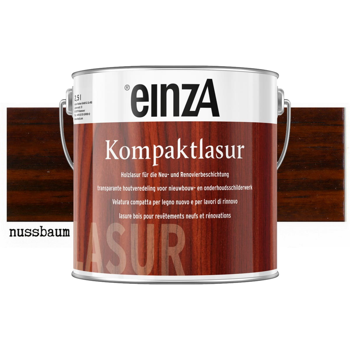 einzA Kompaktlasur Βερνίκι Εμποτισμού Προστασίας Ξύλου Διαλύτου ΚΑΡΥΔΙΑ ΣΚΟΥΡΑ (NUSSBAUM)