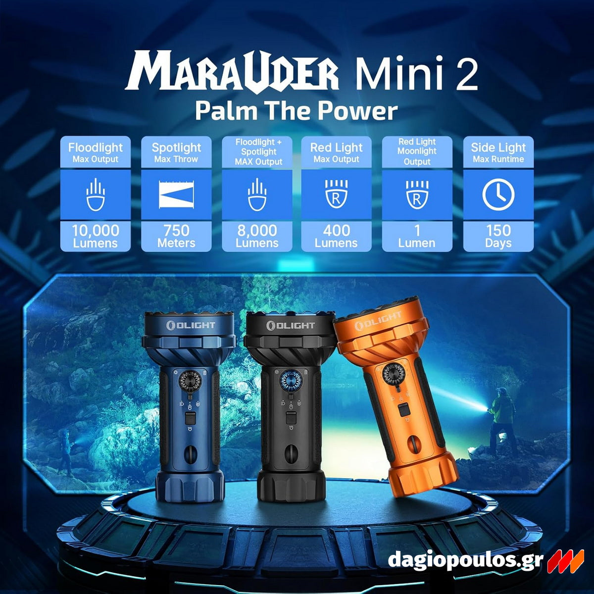 Olight Marauder Mini 2 Επαναφορτιζόμενος Φακός Χειρός 10000 Lumens