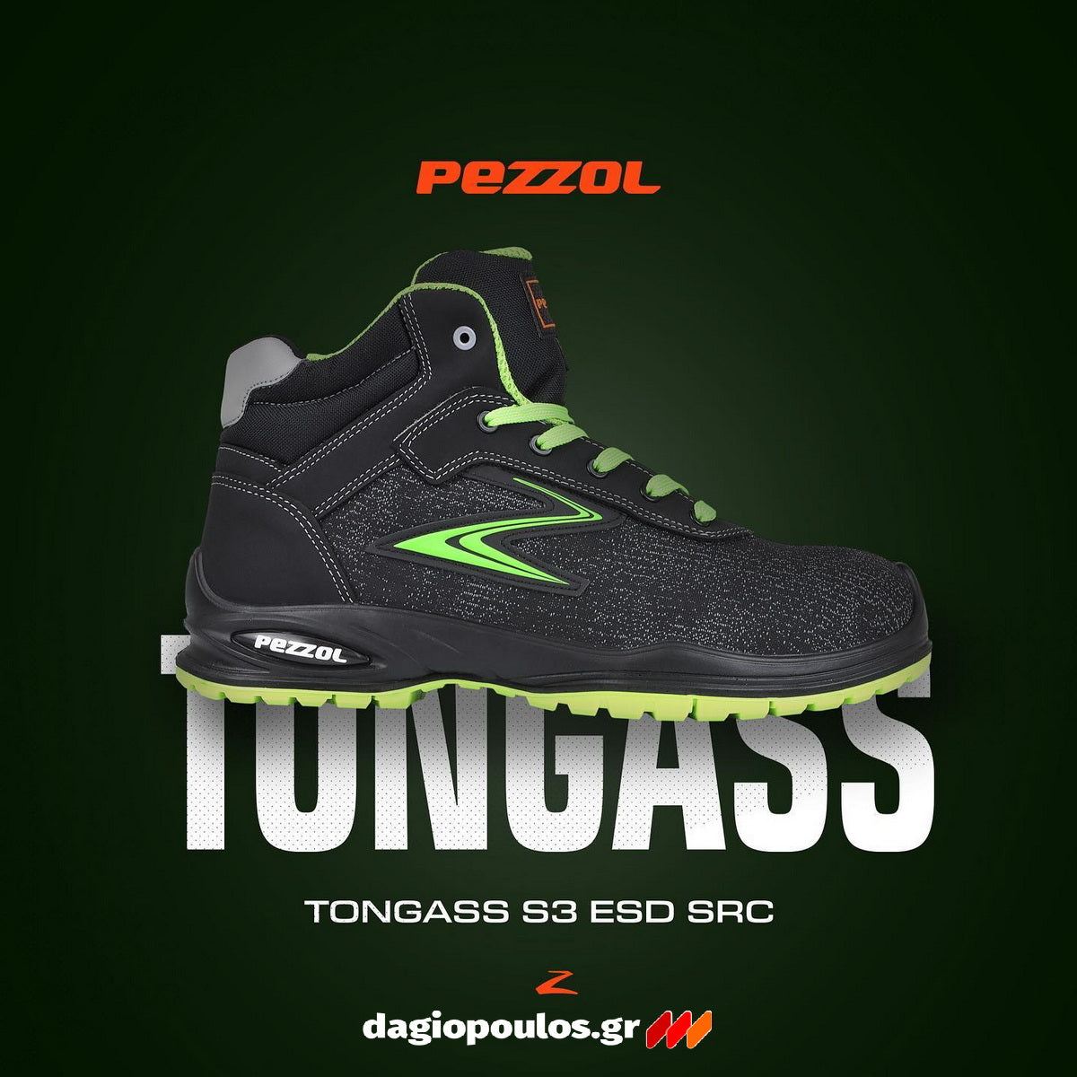 Pezzol Tongass S3S S3S FO SR ESD Παπούτσια Ασφαλείας Εργαζομένων Ημιμποτάκια Με Προστασία Ιταλίας