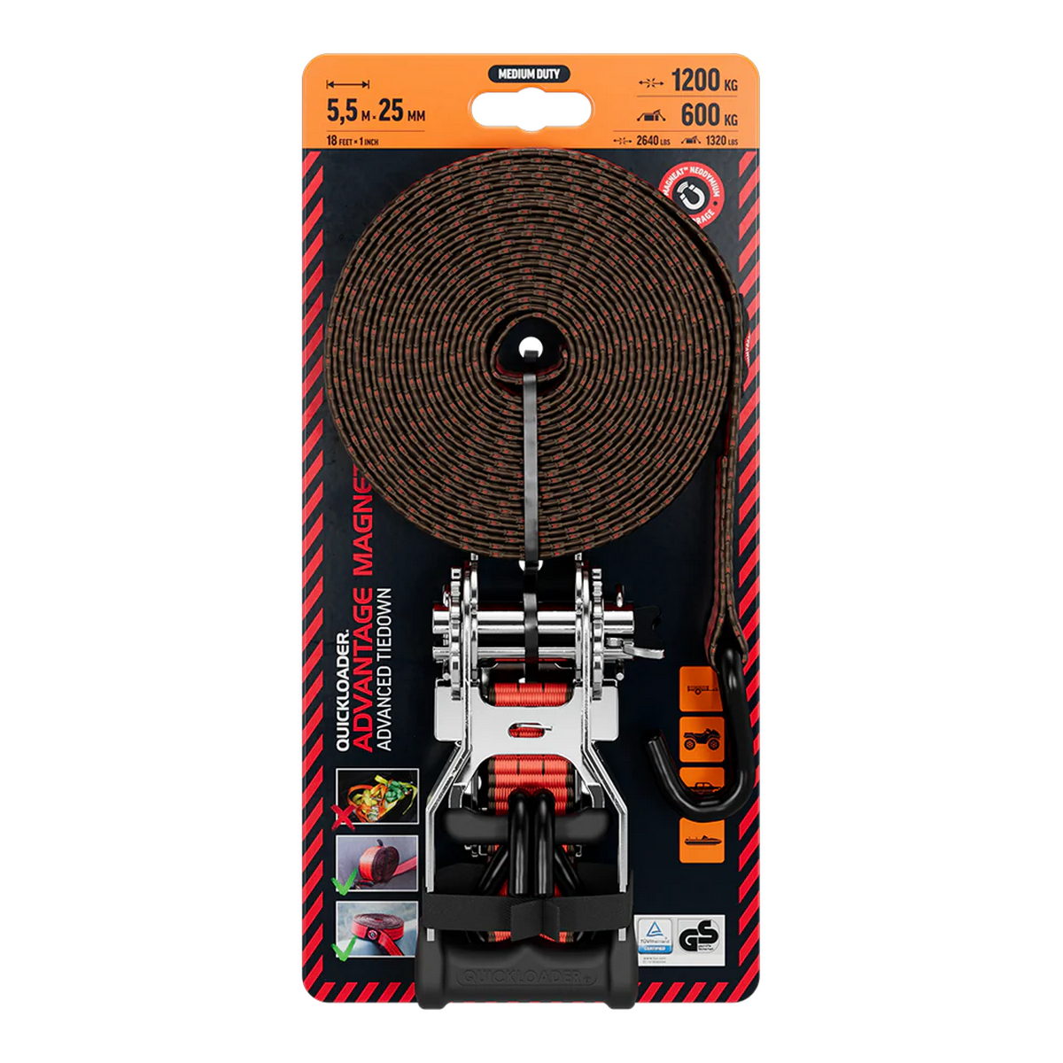 Quickloader QLA1200MDH Advantage Hybrid Ιμάντας Φορτιών Με Καστάνια 1200kg 5.5mtr x 25mm