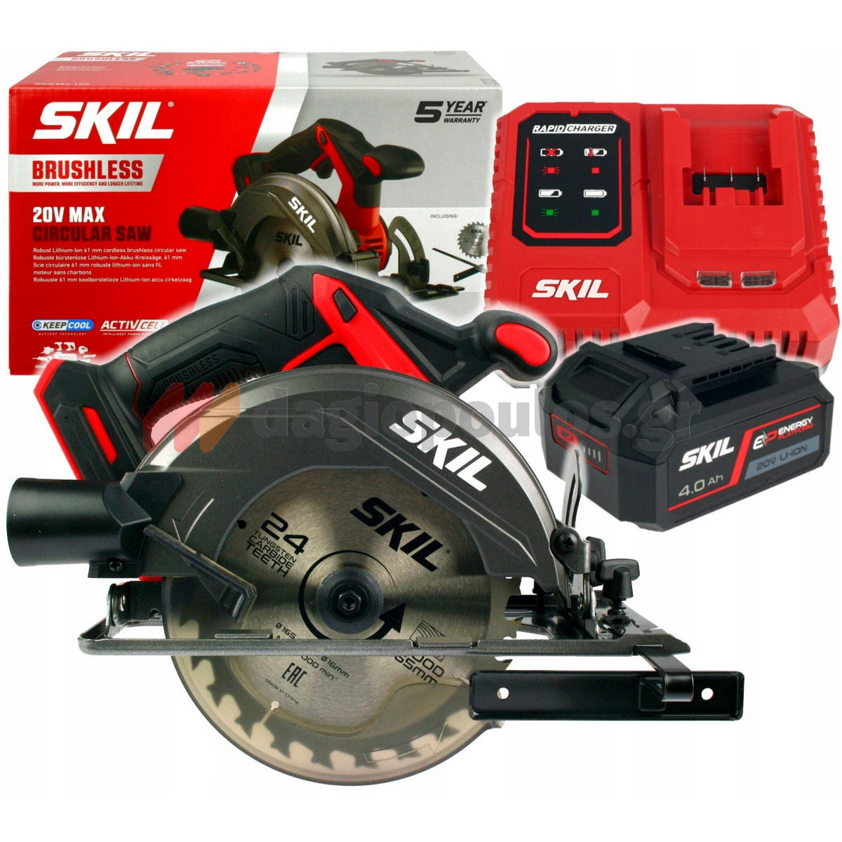 Skil 3550 CA 20V Max Brushless Δισκοπρίονο Μπαταρίας 18V Li-Ion 165mm Με 3111 AA Μπαταρία 4.0Ah - Φορτιστή