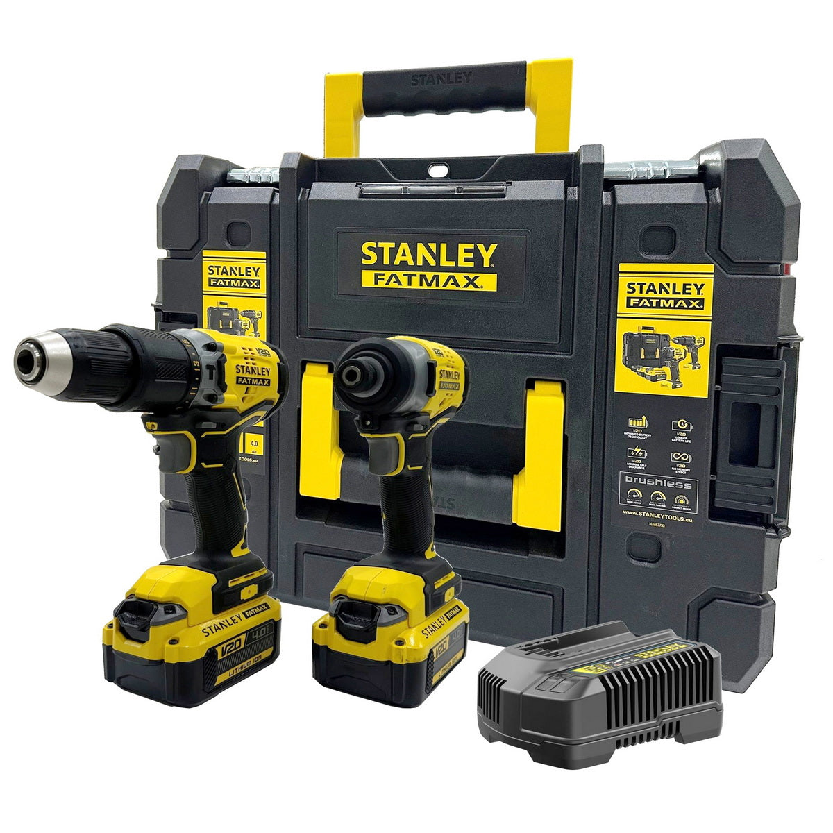 Stanley SFMCK461M2T-QW Fatmax V20 Συλλογή Brushless Κρουστικό Δραπανοκατσάβιδο-Παλμικό Κατσαβίδι-18V Li-Ion-2x4.0Ah-Βαλίτσα T-Stak