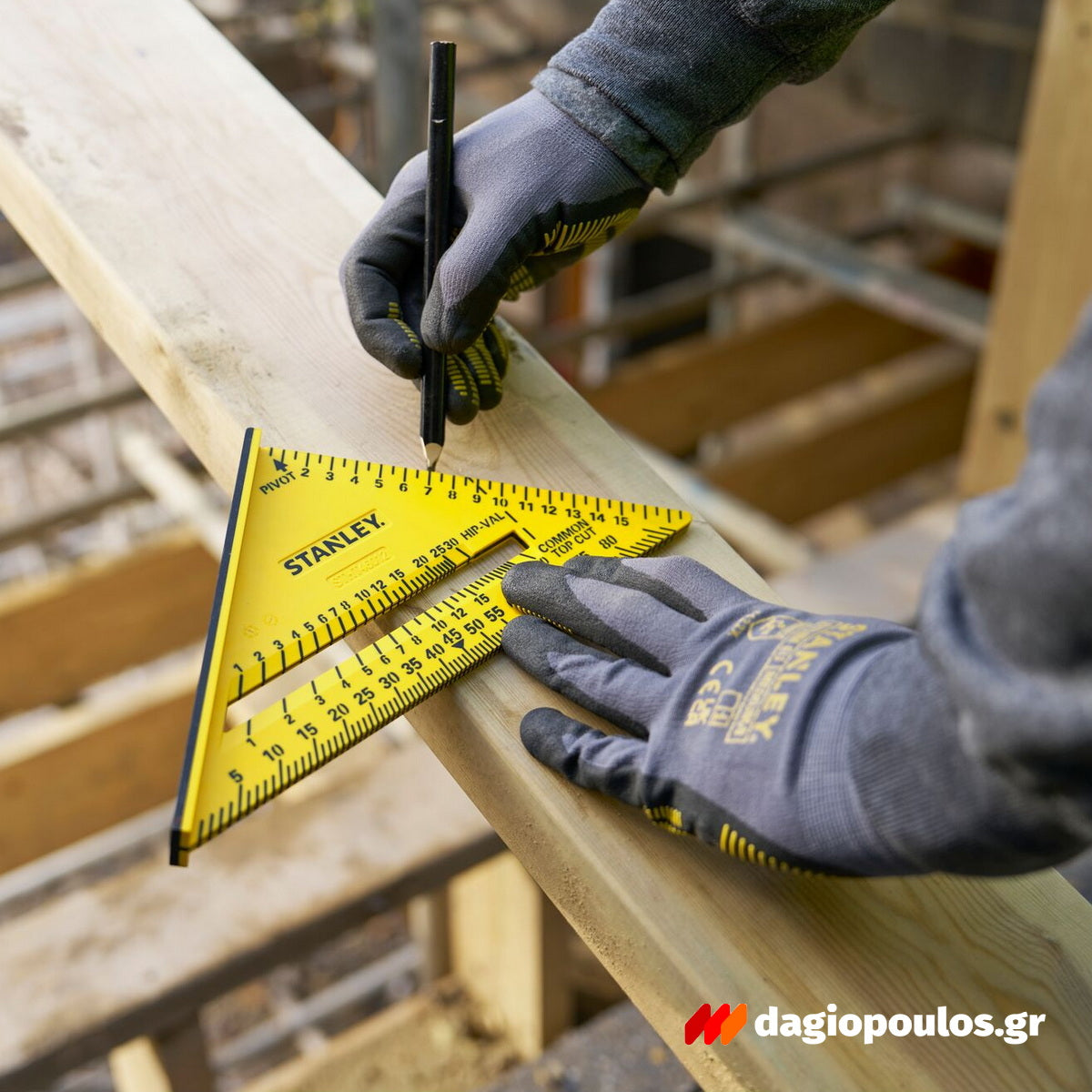 Stanley STHT46012-0 Fatmax QUICKSQUARE® Επαγγελματικός Χάρακας - Τρίγωνο - Γωνιόμετρο Μέτρησης & Σχεδιασμού ABS 180mm Διπλής Κλίμακας