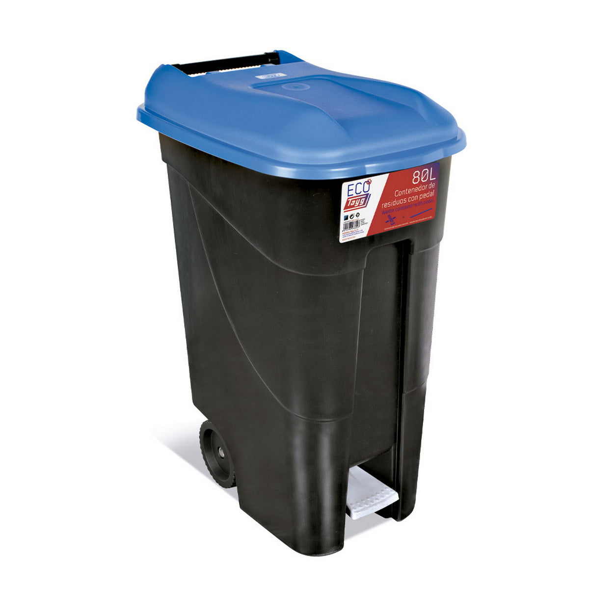 TAYG ECO 433023 Κάδος Απορριμμάτων Με Πεντάλ & Ρόδες 80Ltr ΜΑΥΡΟΣ ΜΠΛΕ ΚΑΠΑΚΙ