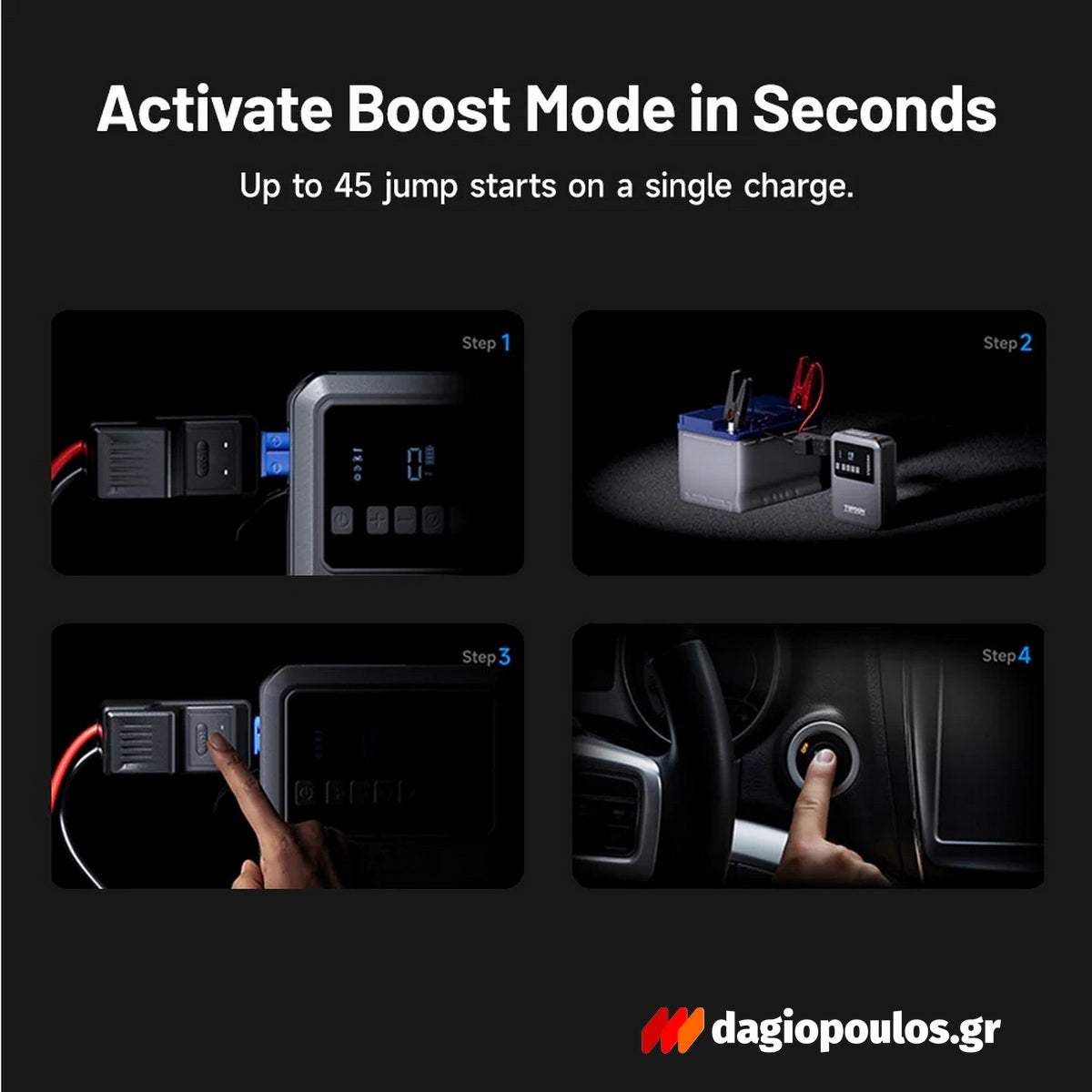 Topdon V1200Air Φορητός Εκκινητής (Starter) - Power Bank Μπαταρίας Αυτοκινήτου 12V 1200Α 10Ah