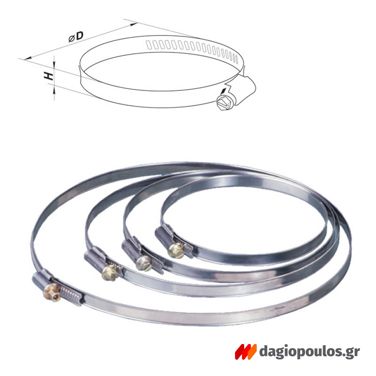 Vents Σφιγκτήρας Σωλήνων Γαλβανιζέ 140-160mm x 9mm