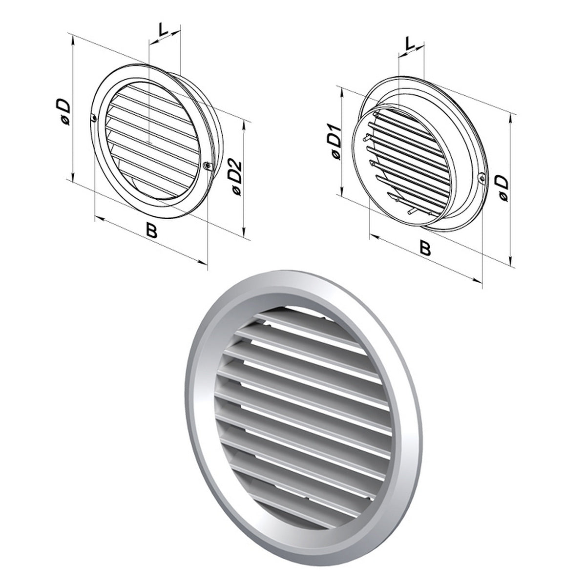 Vents Καπάκι Σχάρα Εξαερισμού Πλαστικό Με Σήτα Φ100mm Στρογγυλό ΓΚΡΙ