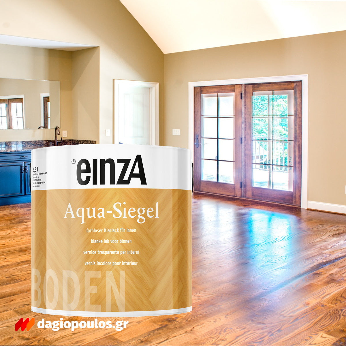 einzA Aqua Siegel Άοσμο Οικολογικό Βερνίκι Πατωμάτων & Επίπλων Νερού ΓΥΑΛΙΣΤΕΡΟ