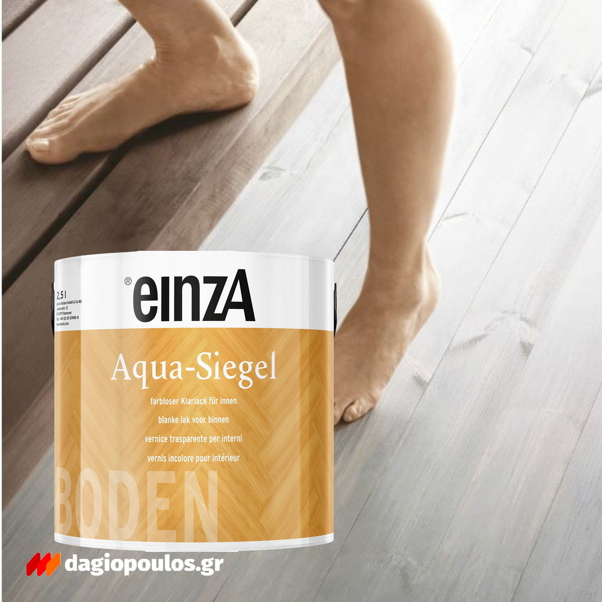 einzA Aqua Siegel Άοσμο Οικολογικό Βερνίκι Πατωμάτων & Επίπλων Νερού ΗΜΙ-ΜΑΤ