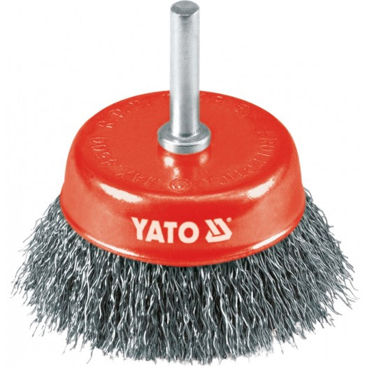 Yato YT-4751 Βούρτσα Συρμάτινη (Συρματόβουρτσα) Καμπάνα Δράπανου Με Άξονα 75mm ΑΝΟΞΕΙΔΩΤΗ (INOX)