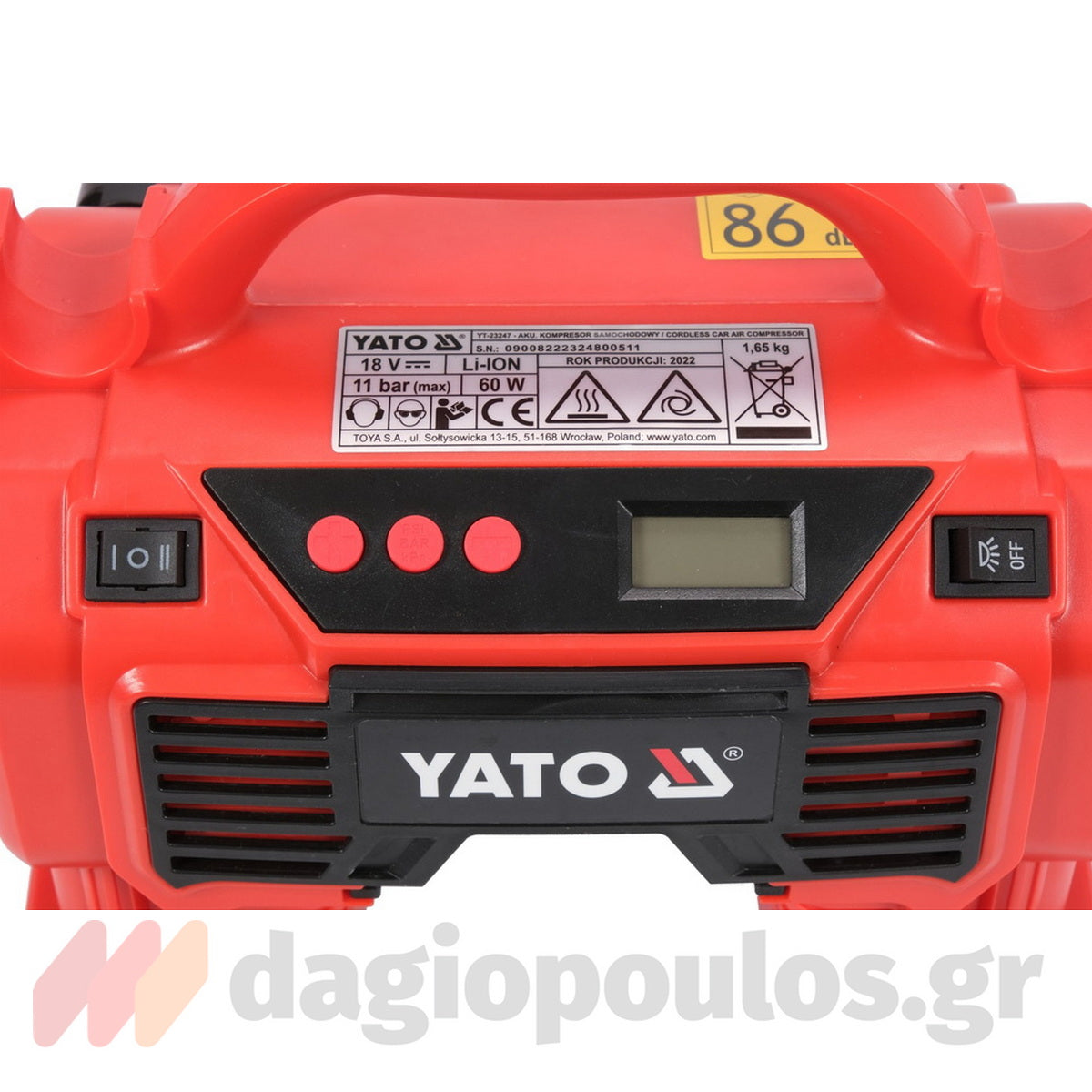 Yato YT-23248 Αεροσυμπιεστής Μπαταρίας 18V Li-Ion - 12V Επαναφορτιζόμενος 11Bar SOLO