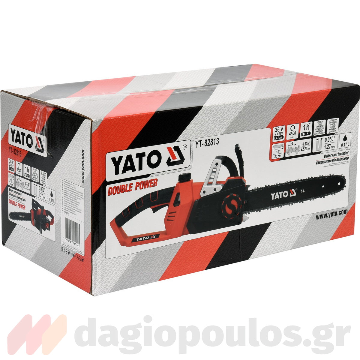 Yato YT-82813 Αλυσοπρίονο Μπαταρίας 36V (2x18V) Li-Ion Με Λάμα 355mm SOLO