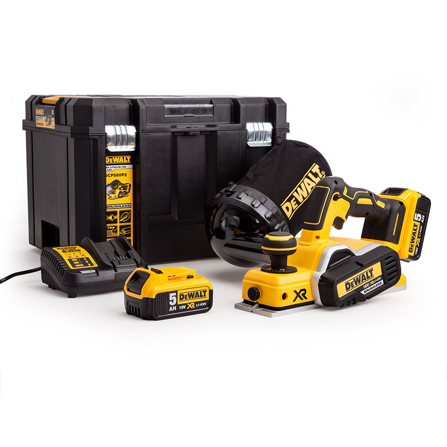 DeWalt DCP5802P2-QW Brushless Πλάνη Μπαταρίας 18V Li-Ion Με 2 Μπατ.5.0Ah - Φορτιστή - Βαλίτσα T-Stak
