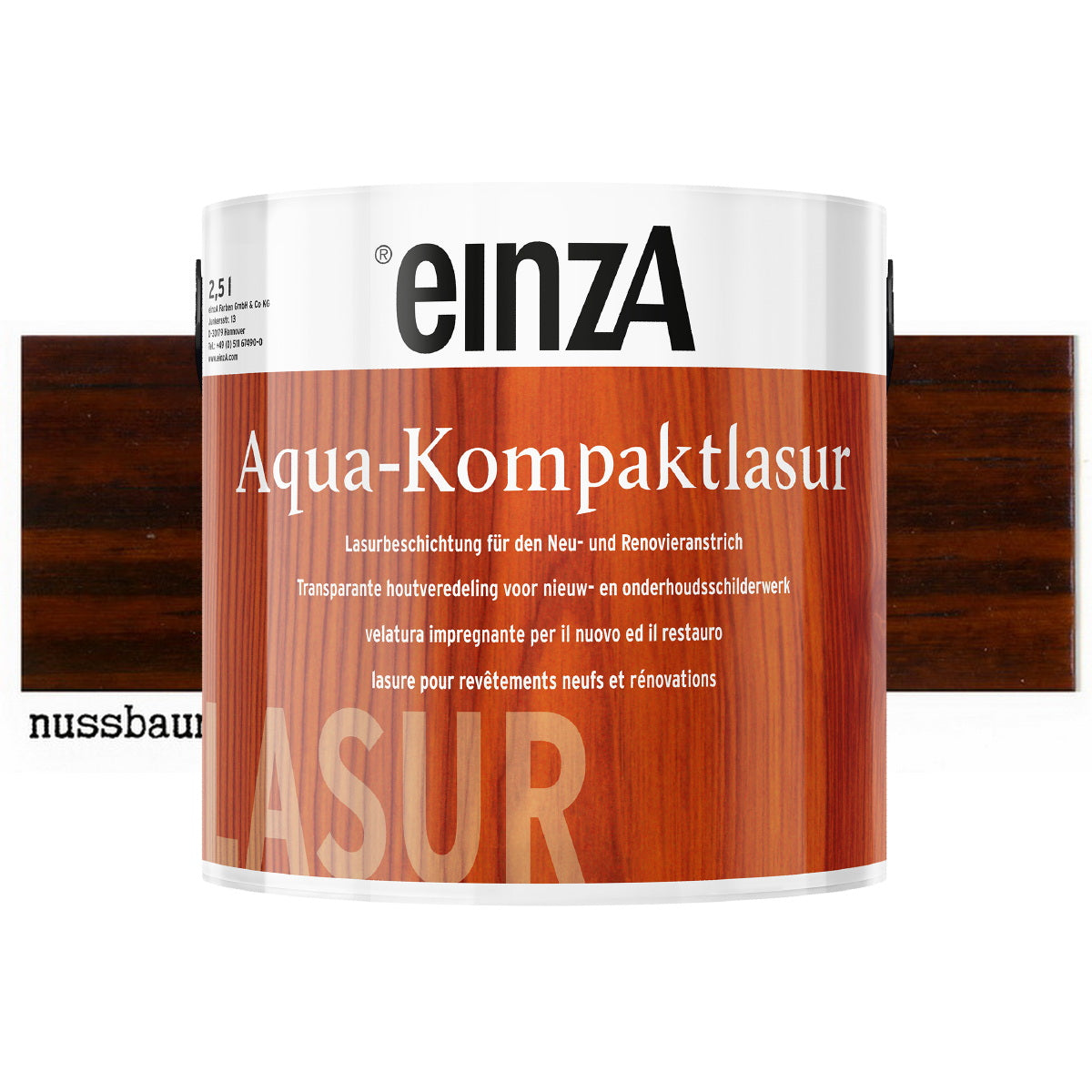 einzA Aqua-Kompaktlasur Βερνίκι Εμποτισμού Προστασίας Ξύλου Νερού ΚΑΡΥΔΙΑ ΣΚΟΥΡΑ (NUSSBAUM)