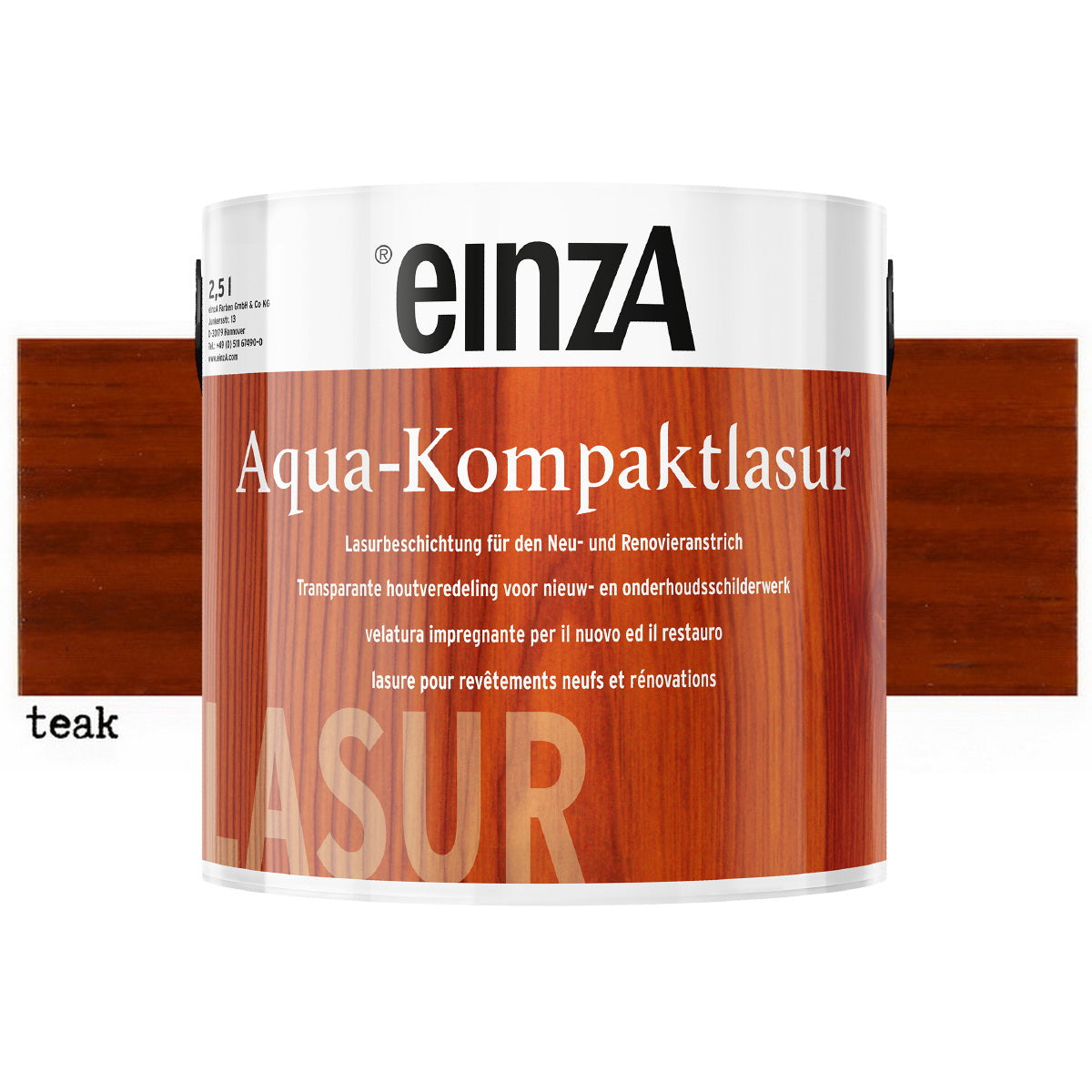 einzA Aqua-Kompaktlasur Βερνίκι Εμποτισμού Προστασίας Ξύλου Νερού ΤΗΚ (TEAK)