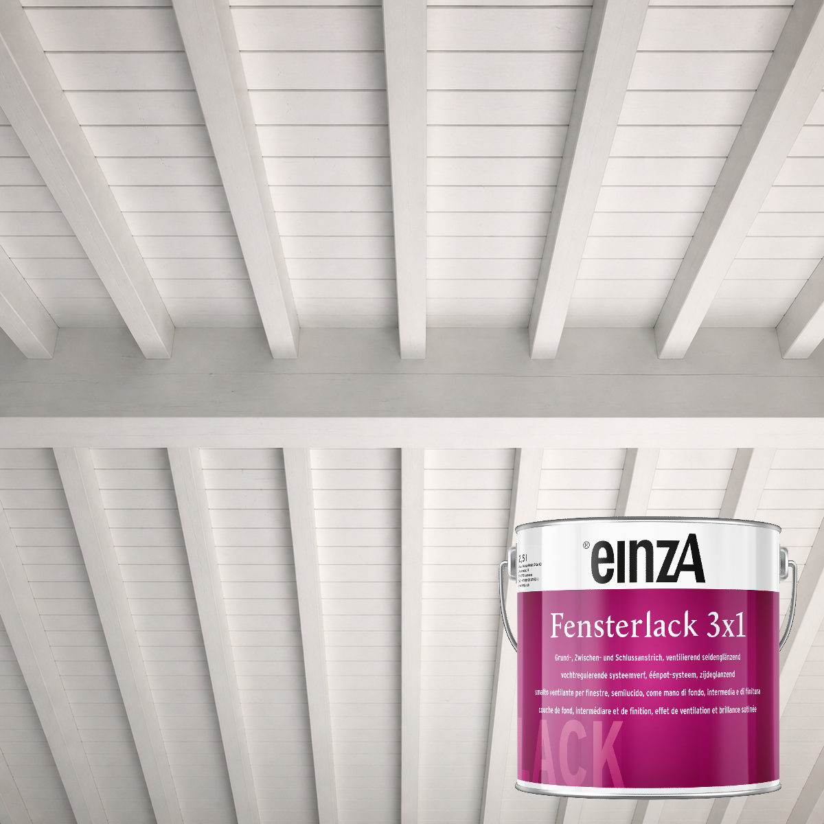einzA Fensterlack 3x1 Υπόστρωμα Αστάρι & Τελικό Χρώμα Ξύλου (3σε1) ΛΕΥΚΟ