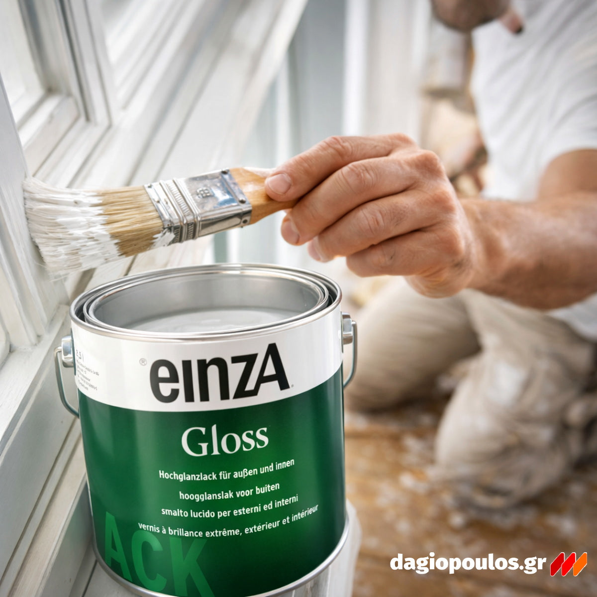 einzA Gloss Hochglanzlack Ρεπολίνη Πολυουρεθάνης Διαλύτου Γυαλιστερή ΛΕΥΚΗ