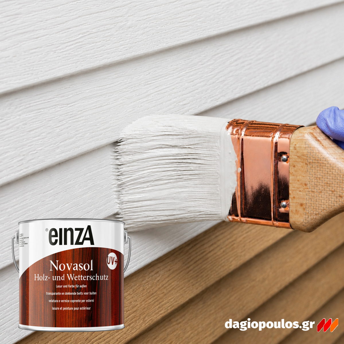 einzA Novasol Holz- und Wetterschutz Farbe Χρώμα Εμποτισμού Ξύλου Υψηλής Προστασίας Ματ ΛΕΥΚΟ